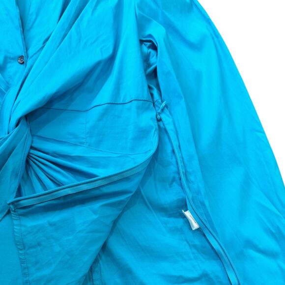 Trina Turk Cotton Twist Front V Neck Blouse in Turquoise - Picture 7 of 7